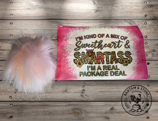 I'm kind of a mix of sweetheart & smartass. I'm a real package deal canvas zipper pouch